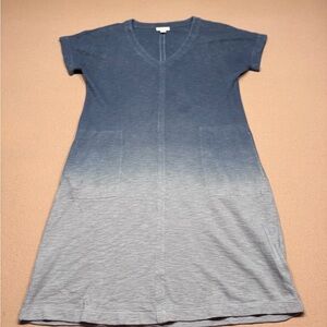 J. Jill Blue Ombre Knit V-Neck Midi Dress